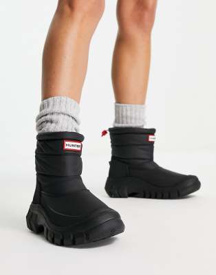 Hunter original intrepid short snow boot in black