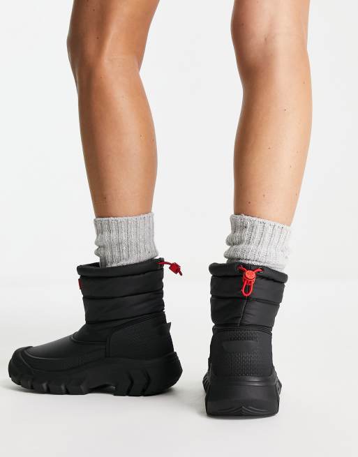 Hunter original intrepid short snow boot in black, 3 of 4