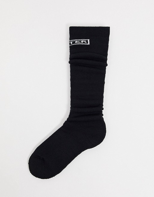 Hunter Original logo knit tall boot socks in black