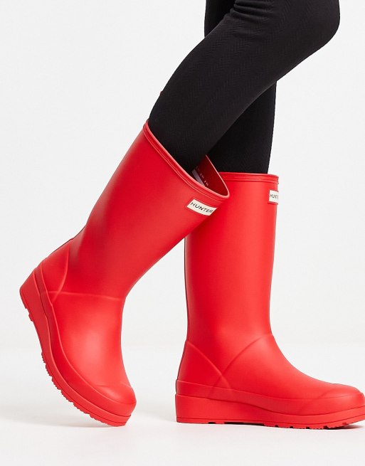 Hunter - Original Play - Hoge regenlaarzen in rood | ASOS