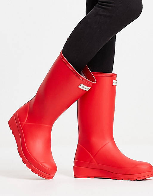 Hunter - Original Play - Stivali da pioggia alti color rosso opaco