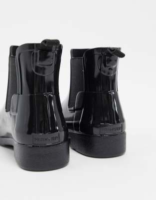 hunter chelsea boots black gloss