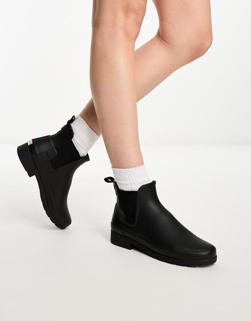 Hunter original refined chelsea boots in black