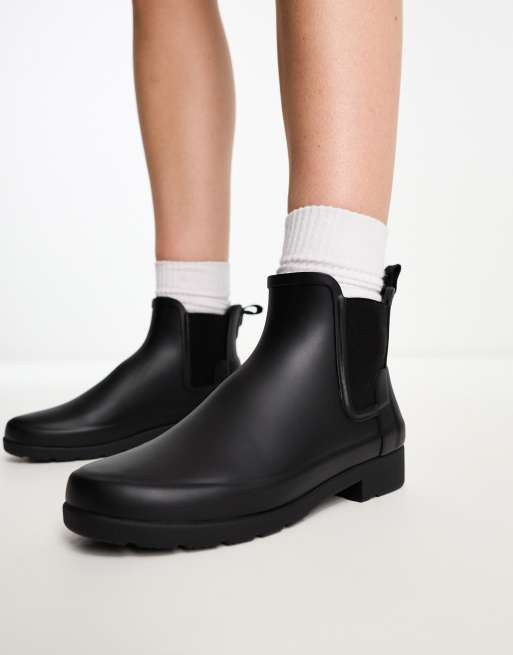 Hunter original refined chelsea boots in black