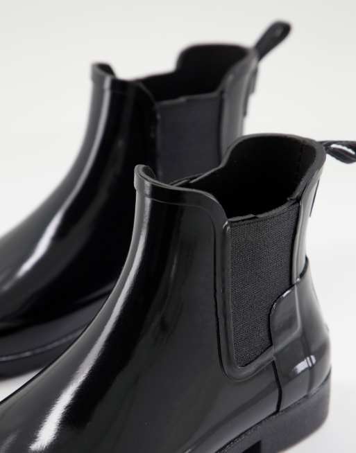 Hunter original refined black cheap gloss chelsea wellington boots