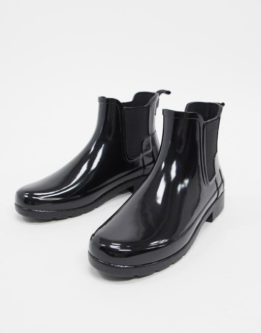 Hunter original refined black hot sale gloss chelsea wellington boots