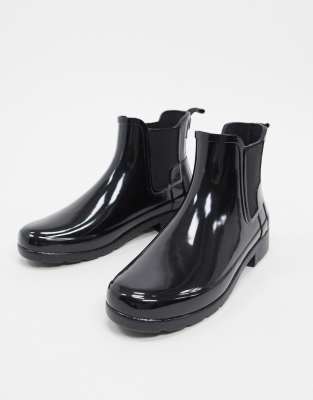 gloss black chelsea boots