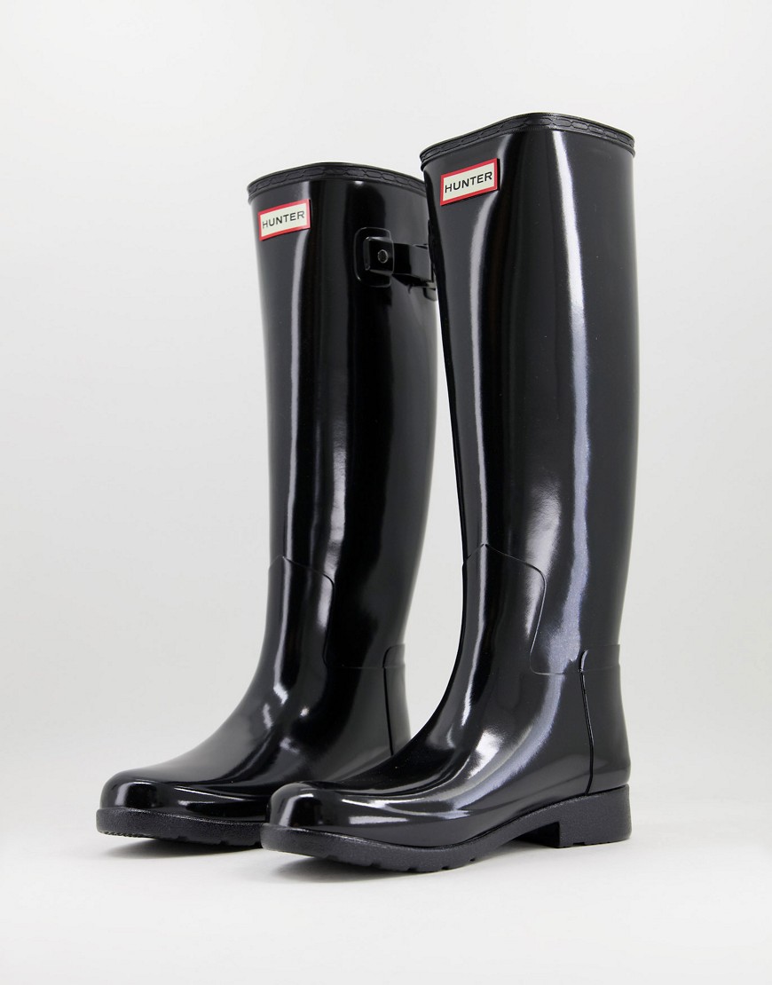 Hunter Original Refined tall wellington boots in black gloss