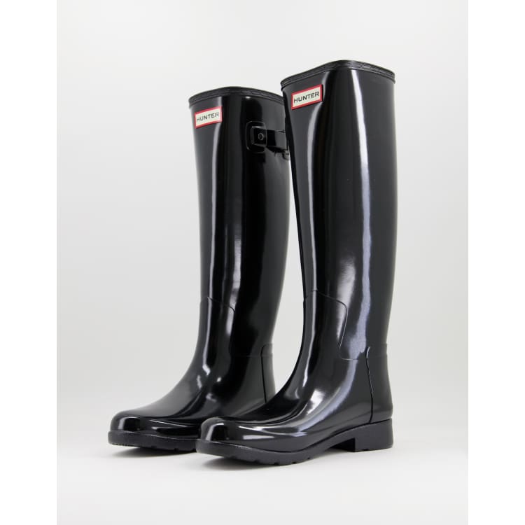 Hunter Original Refined tall wellington boots in black gloss