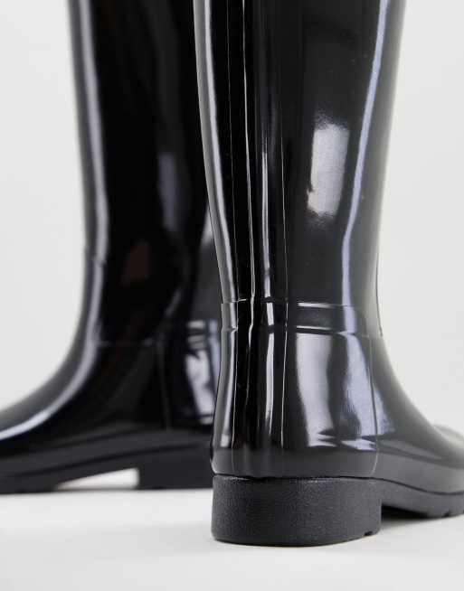 Hunter Original Refined tall wellington boots in black gloss