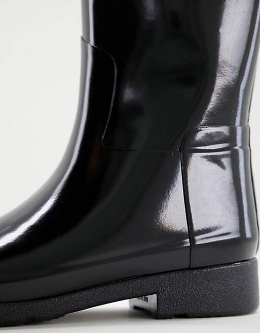 Hunter Original Refined tall wellington boots in black gloss | ASOS