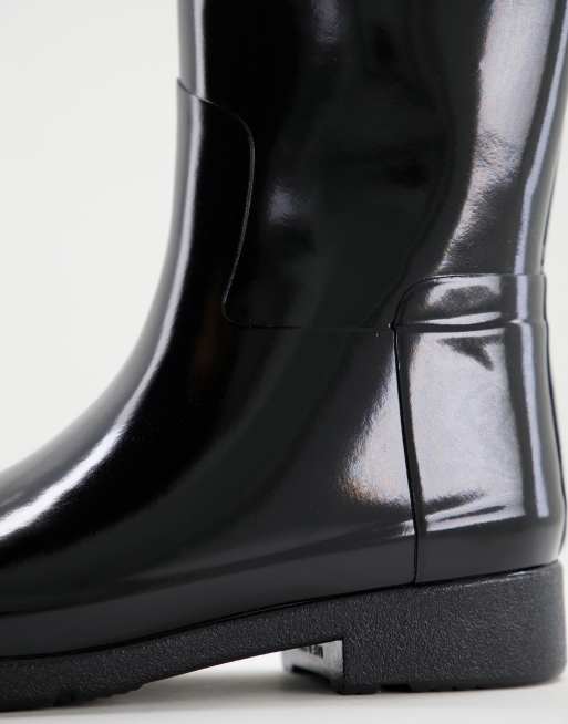 Hunter Original Refined tall wellington boots in black gloss