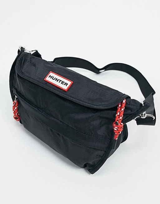  Hunter Original ripstop packable cross body bag in black 