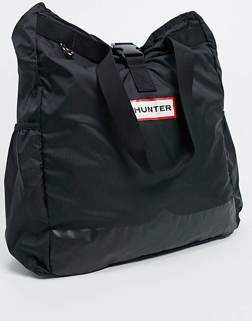 Hunter Original ripstop packable tote in black | ASOS