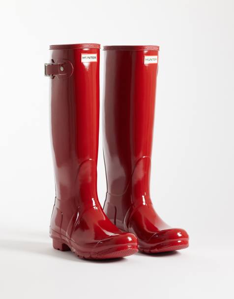 Hunter – Original – Röda, glansiga och höga gummistövlar - view 1