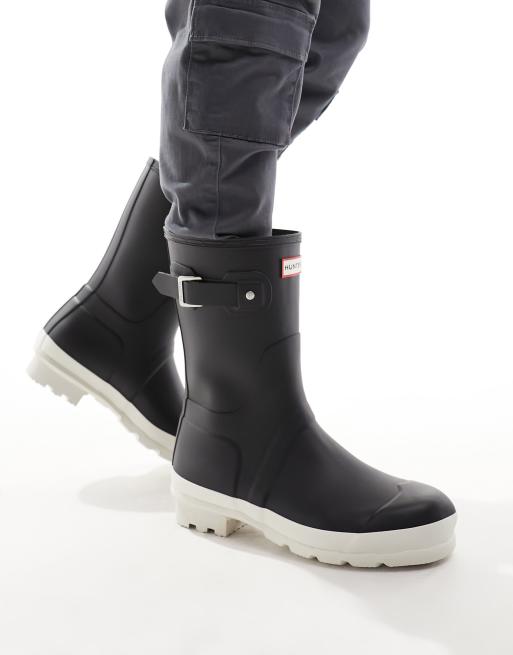 Hunter Original short gumboots in black and white