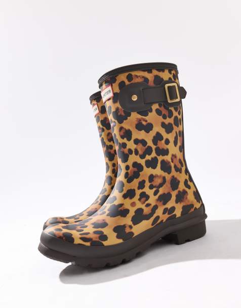 Hunter Original short leopard boot in multicoloured - view 1
