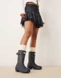 [Hunter] Hunter Original short tartan gumboots in navy 37 NAVY