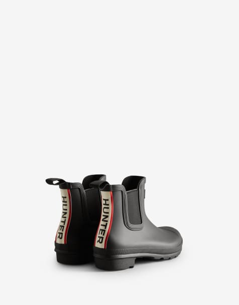 Hunter Original short tri-colour Chelsea gumboots in black - view 1