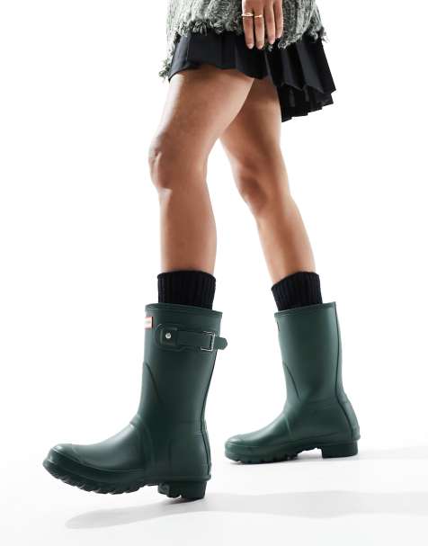 Hunter Original short wellies in green - view 1