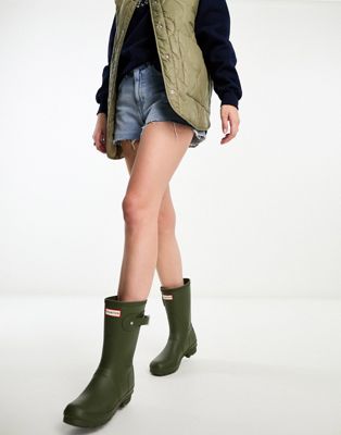 Hunter original short wellington boots in green - ASOS Price Checker