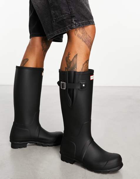 Hunter Original side adjustable gumboots in black - view 1