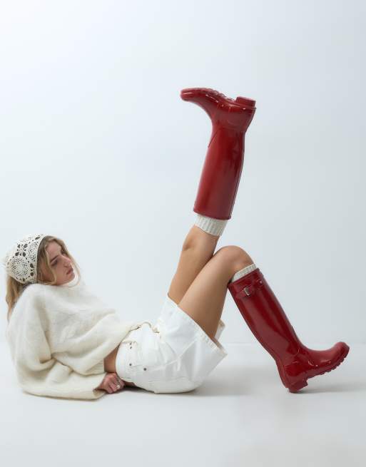 Hunter Original - Stivali da pioggia lucidi color merlot, 1 di 4
