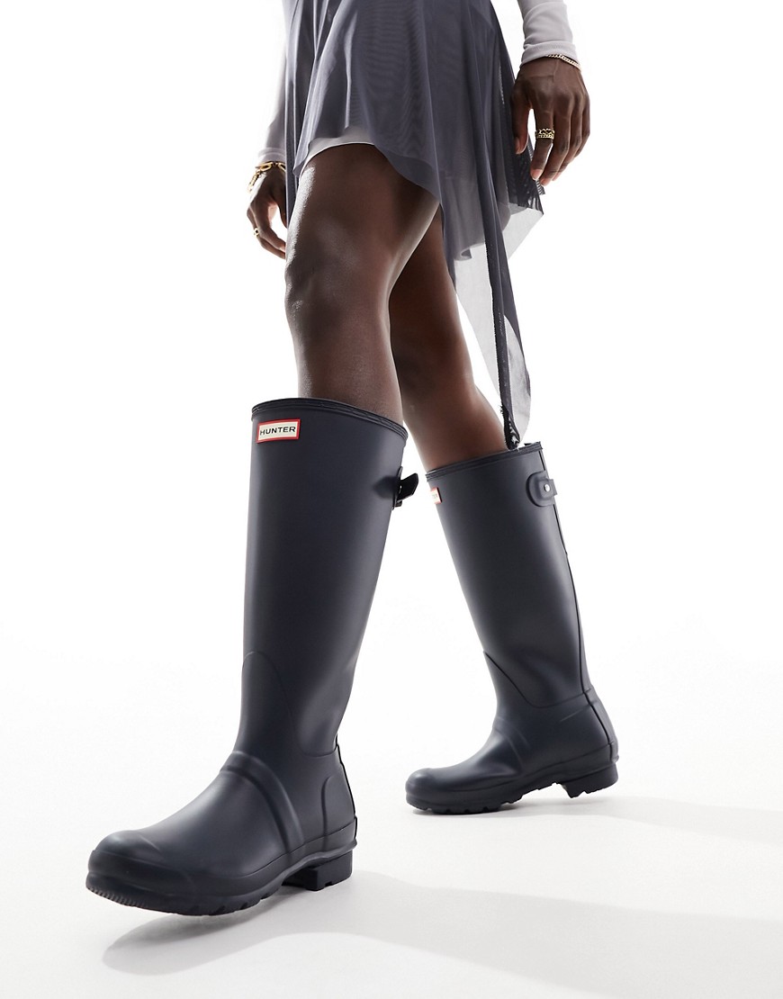 Hunter Original tall back adjustable wellington boot in navy