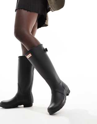 Hunter Original tall back adjustable wellington boots in black