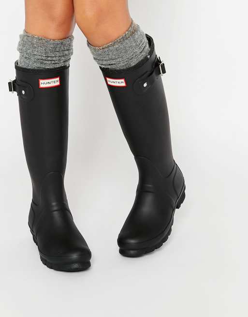 Hunter Original Tall Black Adjustable Wellington Boots | ASOS