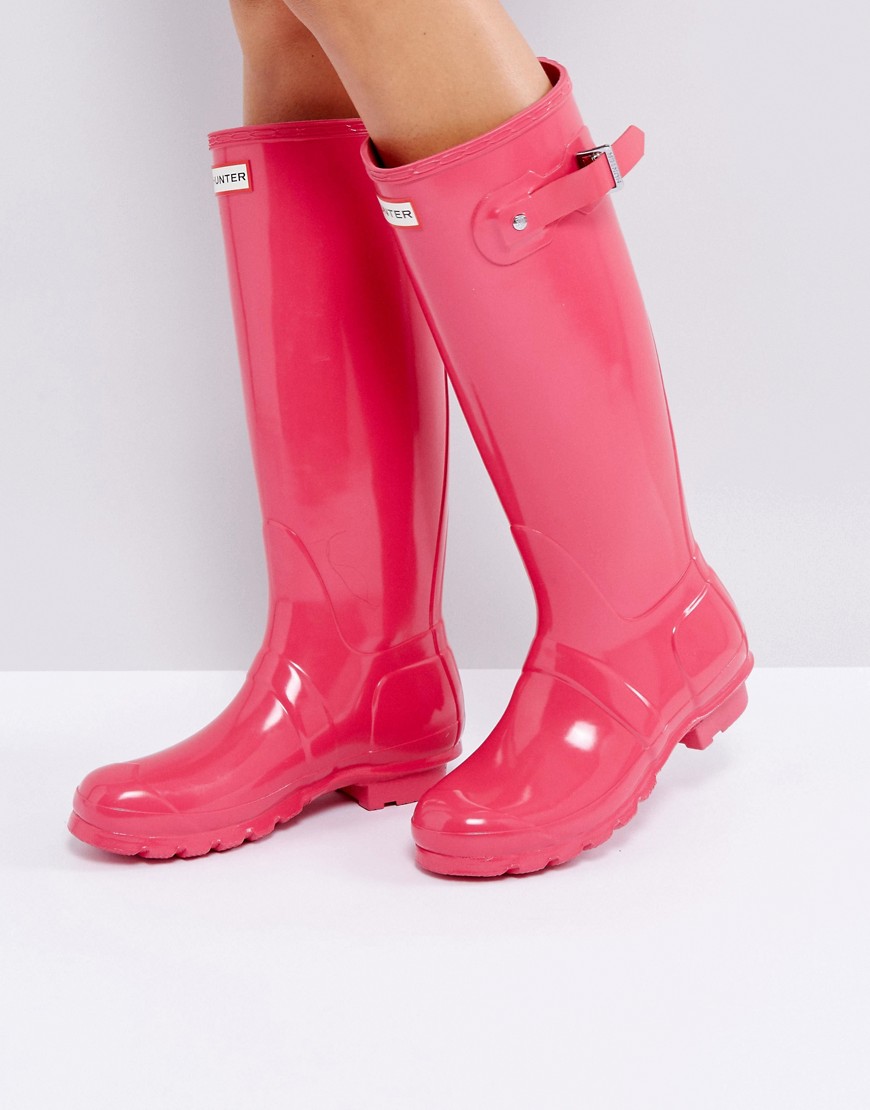 Hunter Original Tall Bright Pink Gloss Wellington Boots