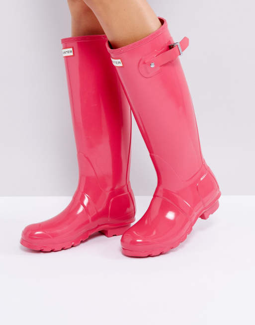 Hot pink hunter hot sale rain boots womens