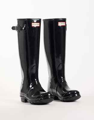 Hunter original tall gloss gumboots in black | ASOS