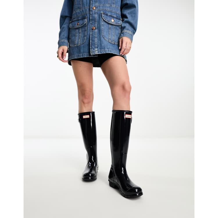 Navy blue store gloss hunter boots