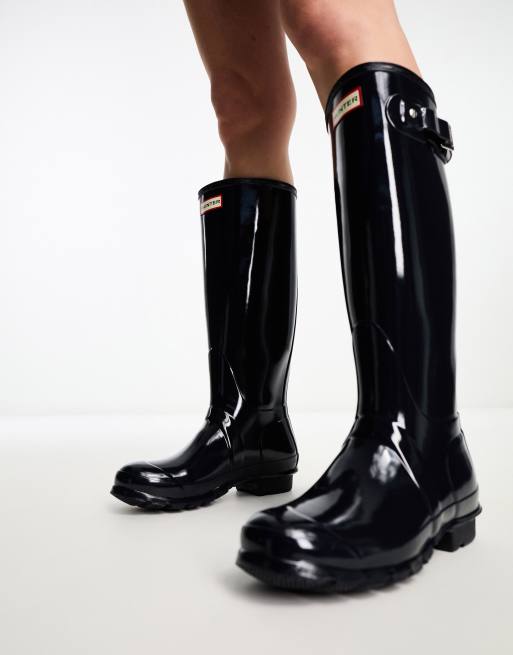 Navy gloss hunter store wellies