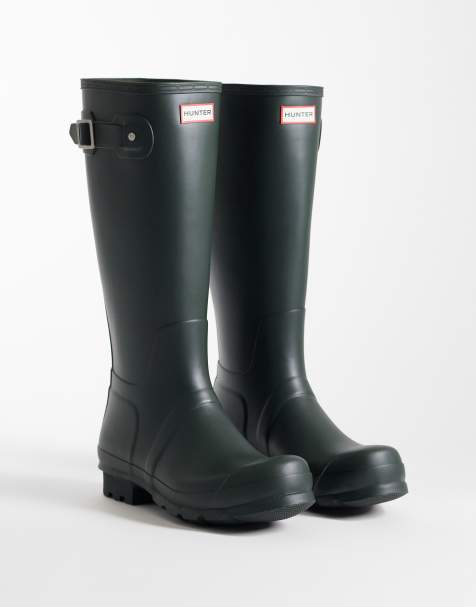 Hunter Original tall gumboots in dark olive - view 1
