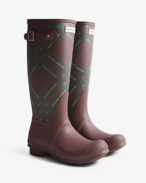 Hunter Original tall tartan print gumboots in port royale - Exclusive to ASOS - view 1