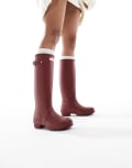[Hunter] Hunter Original tall tri colour gumboots in merlot-Red 36 RED