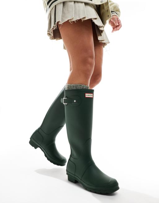 Green hunter wellies best sale