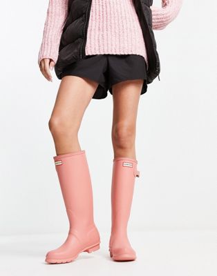 Hunter original tall wellington boots in pink