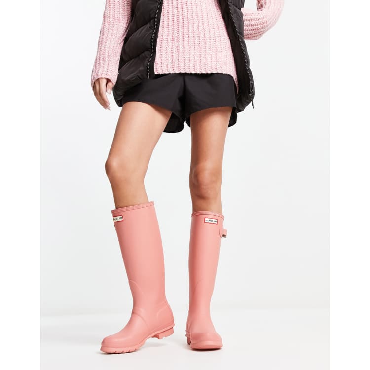 Hunter original tall wellington boots in pink