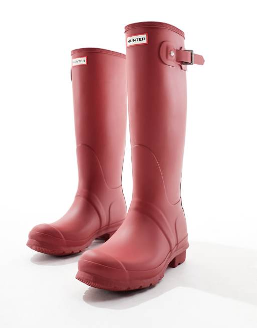Hunter Original tall wellington boots in red ASOS