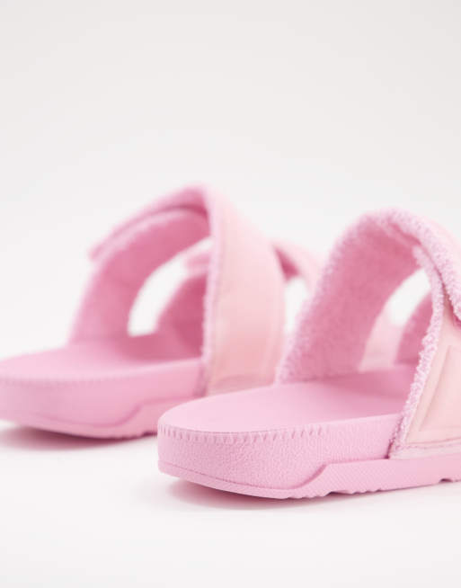 Pink two best sale strap slides