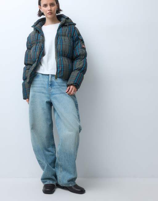 Hunter Originals tartan pufferjacka i blått och grönt, 2 av 5