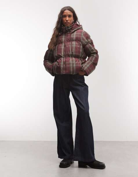 Hunter Originals Tartan-Pufferjacke in Rot - view 1