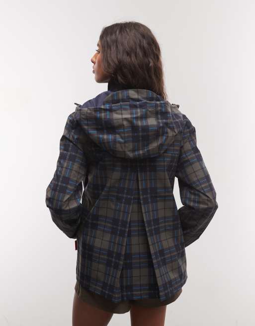 Hunter Originals tartan regnjakke i navy, 4 af 4