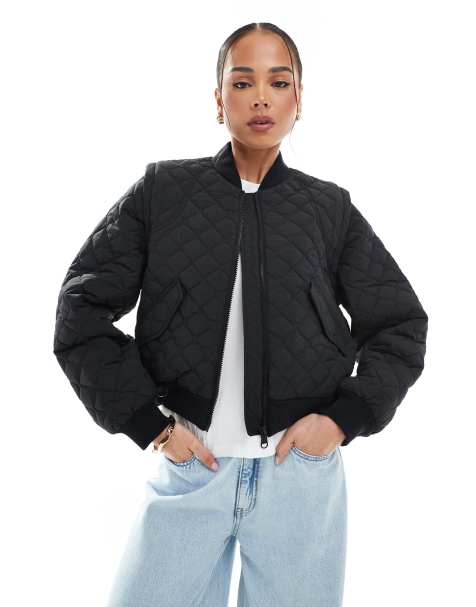 Hunter padded bomber jacket with detachable arms in black - view 1