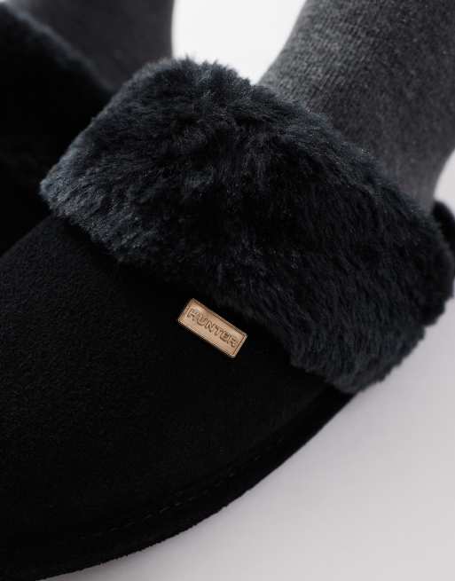 Hunter - Pantofole sabot foderate nere, 2 di 4