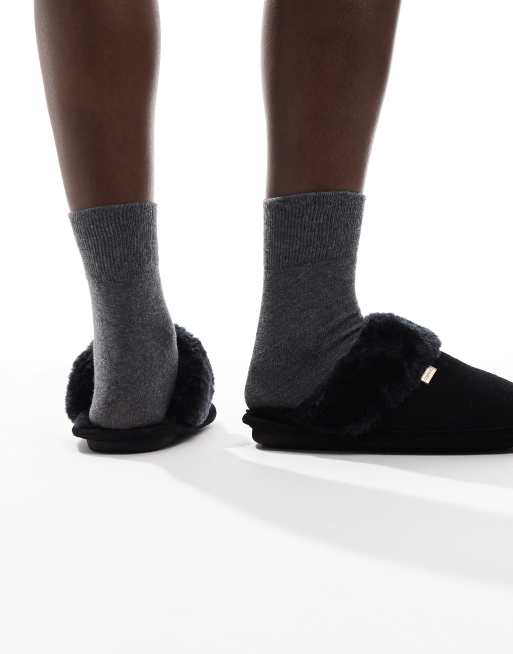 Hunter - Pantofole sabot foderate nere, 4 di 4
