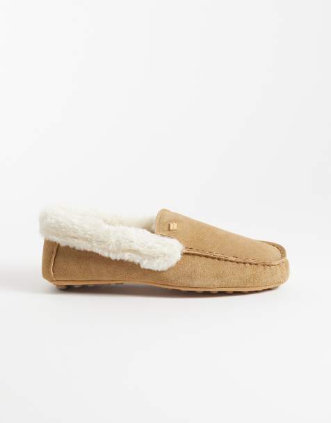 Hunter pantuflas tipo mocasín con sherpa en topo - view 1